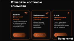 Знімок екрана. Вебсайт www.dcoalition.org.ua