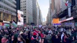  د اسرایلو او حماس ترمنځ د روانې جګړې پرضد د نیویارک په ګډون د امریکا په بېلابېلو ښارونو کې احتجاجي لاریونونه شوي
