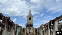 ဖရူဆိုမြို့နယ်က စစ်ကြောင့်ပျက်စီးနေတဲ့ ခရစ်ယာန်ဘုရားရှိခိုးကျောင်းတခု (ဇူလိုင် ၂၀၊ ၂၀၂၂)