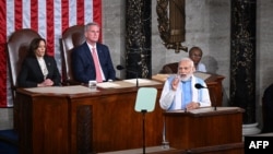 印度总理莫迪在美国国会向参众两院联席会议发表演讲。（2023年6月22日）