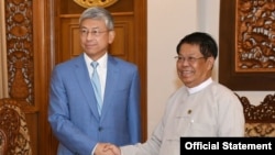 မြန်မာစစ်ကောင်စီ နိုင်ငံခြားရေးဝန်ကြီး ဦးသန်းဆွေနဲ့ မြန်မာနိုင်ငံဆိုင်ရာ တရုတ်သံအမတ်ကြီး မစ္စတာ Chen Hai