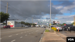 北迈阿密市原定中国城项目所在的西北第七大道。(美国之音记者郁岗拍摄)