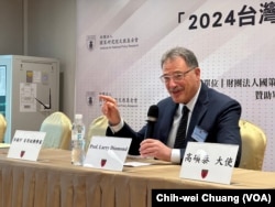 来台观选的美国学者戴雅门指出，为提升台湾须提升韧性应对中国的封锁，其中一大关键是必须正视核电的重要性。（美国之音特约记者庄志伟摄影）