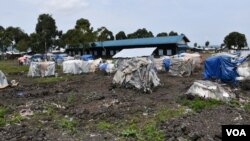 Quelques cabanes des déplacés sur le territoire de Nyiragongo, en RDC, en septembre dernier.