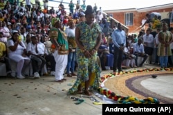 Francia Marquez attends a ceremony celebrating her as Colombia's first Black woman vice president, in Suarez, Saturday, Aug. 13, 2022. (AP Photo/Andres Quintero)