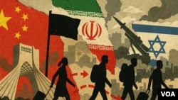 在以色列与伊朗的空中交火持续之际，中国人撤出伊朗和以色列的示意图。