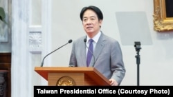 2025年8月1日,台湾总统赖清德在台北就因应美国对等关税政策发表谈话。(台湾总统府照片)