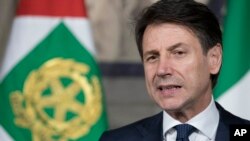 Giuseppe Conte devant les médias à Rome, le 31 mai 2018. 
