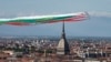 The Frecce Tricolori (Tricolor Arrows) aerobatic squad of the Italian Air Force flies over Turin, northern Italy, as part of the celebrations for the 74th anniversary of the Italian Republic born on June 2, 1946.