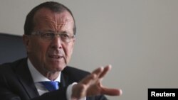Martin Kobler, représentant de l'ONU pour la Libye, lors d'un entretien à Tunis, Tunisie, le 6 avril 2016. 
