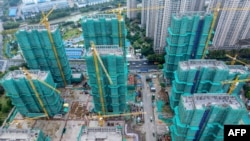 苏省淮安市正在兴建的住宅社区空拍图。(法新社：2024年10月17日)