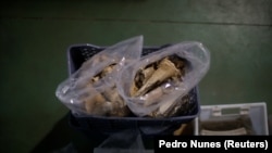 A view of findings from an ancient Roman cemetery with 2000-year-old skeletons and artifacts, found below a restaurant in Lisbon, Portugal, January 24, 2019.