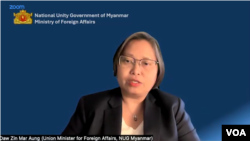 NUG အစိုးရ နိုင်ငံခြားရေးဝန်ကြီး ဒေါ်ဇင်မာအောင်