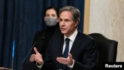 Antony Blinken lors de son audition devant la commission des relations étrangères du Sénat américain à Washington, le 19 janvier 2021.
