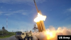 United States and South Korean officials say the THAAD anti-missile system is aimed at North Korean missiles.