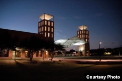 The Emerging Technology Building on the Del Mar College campus at night.