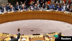 Le Conseil de sécurité de l'ONU, à New York, 14 avril 2018.