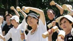 A brain workout is just as important as a body workout. (Seniors in Japan staying healthy.)