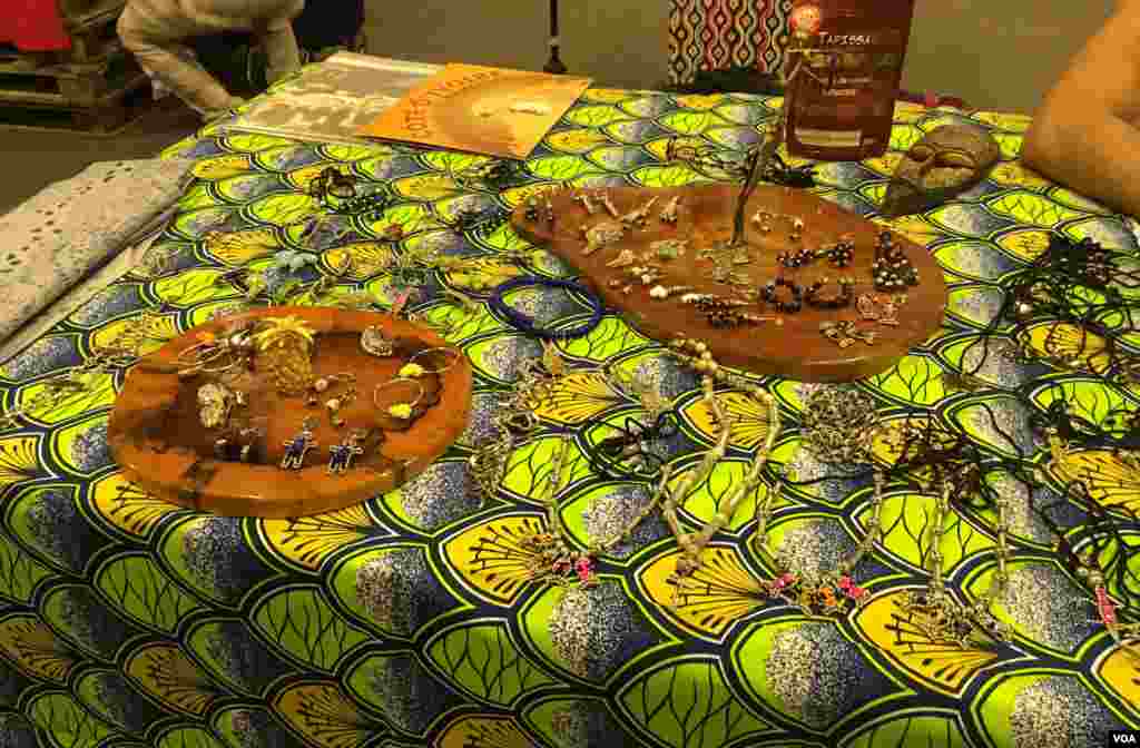Booths in the Africa House or &quot;Casa de Africa&quot; display African accessories
