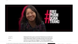 RSF kêu gọi trả tự do cho nhà báo Phạm Đoan Trang.