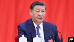 资料照片：中国国家主席习近平在北京举行的中国共产党第二十届中央委员会第三次全体会议上讲话。(2024年7月18日)