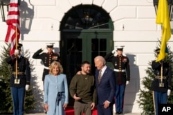 President Joe Biden and first lady Jill Biden, welcome Ukraine's President Volodymyr Zelenskyy at the White House in Washington, Wednesday, Dec. 21, 2022. (AP Photo/Andrew Harnik)