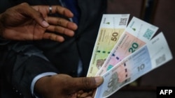 FILE: Zimbabwe Reserve Bank Governer John Mushayavanhu presents his monetary policy statement during which he announced the launch by the central bank of the ZiG (Zimbabwe Gold) a "structured currency" in Harare, April 5 2024 as the new money is an attempt to t