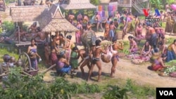 A mural of a marketplace during Angkorian period.