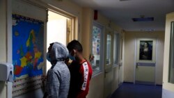 A prisoner looks a map of Europe at Avlona's prison school, north of Athens, Greece, February 10, 2021. (AP Photo/Thanassis Stavrakis)