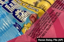 FILE - Pez candy, which contains red dye no. 3, is on display at a store in Lafayette, Calif., March 24, 2023.