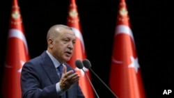 Le président turc Recep Tayyip Erdogan, lors d'une réunion à Ankara, Turquie, le 11 février 2020. 