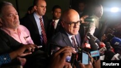 Le ministre vénézuélien de l'Information, Jorge Rodriguez, à Saint-Domingue, en République dominicaine, le 30 janvier 2018.