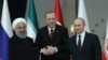 Les présidents turc Recep Tayyip Erdogan, russe Vladimir Poutine et iranien Hassan Rohani à Ankara, le 4 avril 2018.