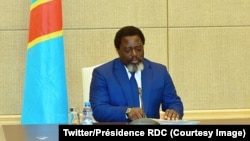Le président congolais Joseph Kabila lors d’une réunion avec les 15 membres du Conseil de sécurité des Nations unies au Palais de la nation, à Kinshasa, le 5 octobre 2018. (Twitter/Présidence RDC)