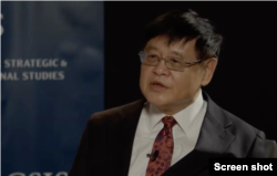 北京大学国际战略研究院院长王缉思2月22日在美国智库战略与国际研究中心CSIS的一场讨论会上 （CSIS会议视频截图）