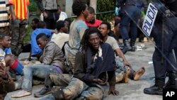 Réfugiés clandestins dans l'enclave de Ceuta, le 17 février 2017.