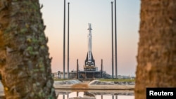 Relativity Space's 3D-printed rocket Terran 1 sits on the launch pad in Cape Canaveral, Florida on March 8. The company's launch on March 22 failed. (Trevor Mahlmann/Relativity Space via REUTERS)