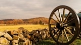The Round Tops as seen from a southern cannon on South Confederate Avenue.