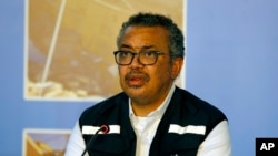 Le directeur général de l'Organisation mondiale de la santé, Tedros Adhanom Ghebreyesus, s'exprime lors d'une conférence de presse, à Beyrouth, au Liban, vendredi 17 septembre 2021. 